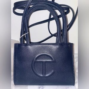 SMALL NAVY TELFAR SHOPPING BAG